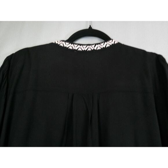 April Sky BOHO Chic Black Floral Embroidered Blouse/Top-Women's 1X - Picture 10 of 11